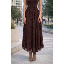 Win Moda Yeni Sezon Tül Etek Tesettür Flok Baskılı Astarlı Likralı Bilek Boy S/xl 2 Renk