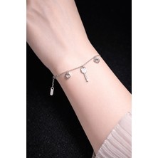 Stainless Steel Kalbimin Anahtarı Gümüş Bileklik