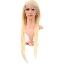 Gerçek Front Lace Düz Platin Tül Peruk / 75/80CM
