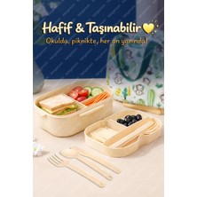 5 Bölmeli Taşınabilir Yemek Kabı Lunch Box Diyet Beslenme Kutusu Saklama Kabı Çatal Kaşık Sefer Tası