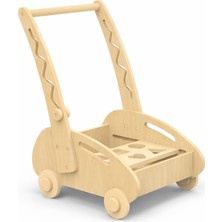 Vivaverse Su Kontrası Doğal Ahşap Montessori Aktivite Yürüteci – Şekil Eşleştirmeli Bebek Arabası