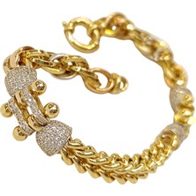 Genel Taşlı Haloy Bileklik Künye 14 Ayar Altın Hd Videolu