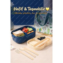 5 Bölmeli Taşınabilir Yemek Kabı Lunch Box Diyet Beslenme Kutusu Saklama Kabı Çatal Kaşık Sefer Tası