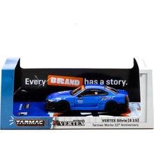 Tarmac Works Vertex Silvia S15 Tarmac Works 10TH Anniversary Mavi 1/64 Model Araba