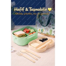 M&L Lunch Box 5 Bölmeli Taşınabilir Yemek Kabı Lunch Box Diyet Beslenme Kutusu Saklama Kabı Çatal Kaşık Sefer Tası