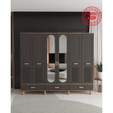 T&B Pera 6 Kapaklı Çekmeceli Gardırop - Tamamı Mdf