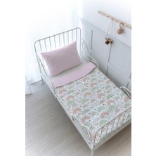Özgürce Organik Baskılı Montessori Yatak Seti 100X200, Soft Çiçekli, Ay ve Gökkuşağı