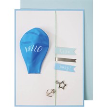 Meri Meri - Hello Balon Tebrik Kartı- Mavi