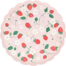 Meri Meri - Çilek Tabaklar - M - 8 Adet