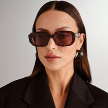 Gucci GG1535S 002 54-20 Kadın Kahverengi Mat Camlı Kahverengi Asetat Dikdörtgen Güneş Gözlüğü