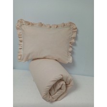 Özgürce Ege Home Bebek Yorgan ve Fırfırlı Yastık Kılıfı Seti Bej