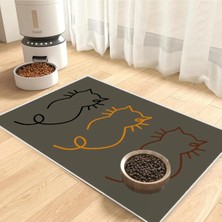 Kedi ve Köpek Mama Altlıgı Evcil Hayvan Beslenme Matı (Antrasit) Kolay Temizlenir Yıkanabilir