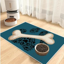 Kedi ve Köpek Mama Altlıgı Evcil Hayvan Beslenme Matı Kolay (Kemik-Pati)3 Temizlenir Yıkanabilir