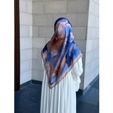 Qalortex Scarf Pamuklu Flora Desen Eşarp-Indigo