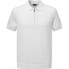 Plus Scorpion Erkek Polo Yaka Fermuarlı Triko Tişört Dokulu Slim Fit