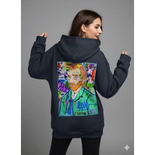 Lenithra Pop Art Van Gogh Sırt Baskılı Unisex Oversize Hoodie