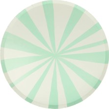 Meri Meri - Mint Stripe Plates - Mint Çizgili Tabaklar - L - 8'li