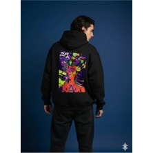 Lenithra Psychedelic Sırt Baskılı Unisex Oversize Hoodie