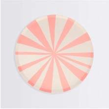 Meri Meri - Pink Stripe Plates - Pembe Çizgili Tabaklar - S - 8'li