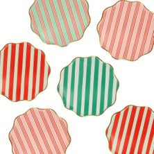 Meri Meri - Çizgili Varaklı Tabaklar - M - 8 Adet