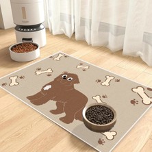 Kedi ve Köpek Mama Altlıgı Evcil Hayvan Beslenme Matı (Bej Köpek) Kolay Temizlenir Yıkanabilir