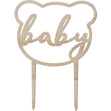 Ginger Ray Ahşap Baby Shower Pasta Süsü - Teddy Bear