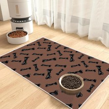 Kedi ve Köpek Mama Altlıgı Evcil Hayvan Beslenme Matı (Kemik Desen) Kolay Temizlenir Yıkanabilir