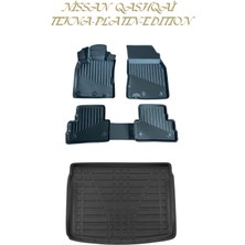 Black Gold Nissan Qashqai 2014+ Üst Kademe 3D Oto Paspas + Bagaj Havuzu Set Tam Uyumlu Havuzlu Tpe