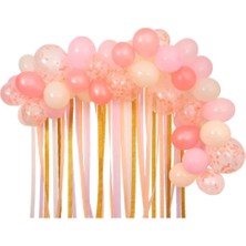 Meri Meri - Pink Balloon & Streamer Garland - Pembe Balonlar & Renkli Şeritler  - 50 balon