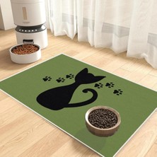 Kedi ve Köpek Mama Altlıgı Evcil Hayvan Beslenme Matı Kolay (Yeşil) Temizlenir Yıkanabilir