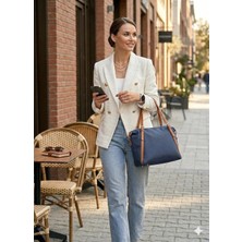 Orijinal Just Polo 3 Bölmeli Geniş Askılı Kadın Omuz Çantası Büyük Boy 43*30 cm 6037 Laci Taba