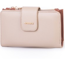 Nas Bag Kadın Kartlık ve Bozuk Para Cepli Yatay Cüzdan Kum Taba Dona