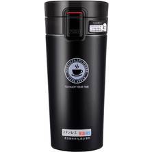 Leaf Shop Sızdırmaz Yalıtımlı Kapaklı Termal Seyahat Kupası, Bpa Içermez, 380 M Siyah