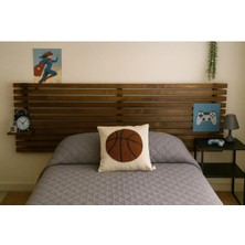 Pinoxi 125CM Masif Ahşap Yatak Başlığı Ceviz Renk + 2 Adet Raf Masif Ceviz Renk