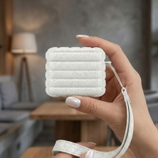 Caseonn Apple Airpods 3. Nesil Kılıf Askı Ipli Parıltılı Simli Beyaz