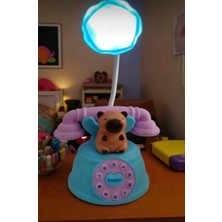 TeknoBeyza Retro Telefon Tasarımlı Ayıcık Figürlü Şarjlı Masa Lambası - Çocuk Odası Dekoru Dokunmatik Gece Lambası