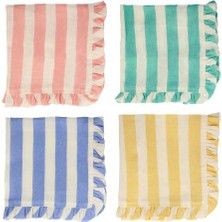 Meri Meri - Stripe Ruffle Napkins - Şerit Fırfırlı Kumaş Peçeteler - 4'lü