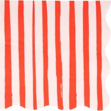 Meri Meri - Red Stripe Napkins - Kırmızı Çizgili Peçeteler - L - 16'lı