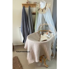 Özgürce Yumuşak Bej Müslin Bebek Yatak Örtüsü ve Yorgan Seti