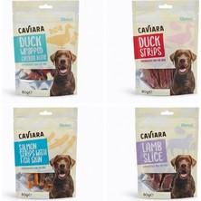 4 Adet Caviara Kurutulmuş Köpek Ödül Maması 80 gr Karışık
