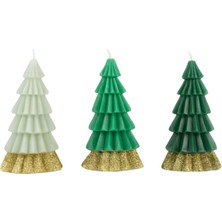 Meri Meri - Green Tree Candles - Yeşil Ağaç Mumlar (3'lü)