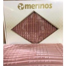 Merinos 3 Parça Pembe Desenli Çift Kişilik Battaniye Seti 220 x 240 cm Polyester Kumaş