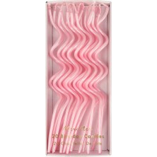 Meri Meri - Pink Swirly Candles - Pembe Kıvrımlı Mumlar - 20'li