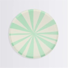 Meri Meri - Mint Stripe Plate - Mint Çizgili Tabaklar - S - 8'li