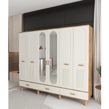 T&B Pera 6 Kapaklı Çekmeceli Gardırop - Tamamı Mdf