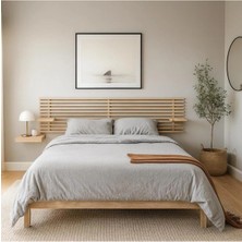 Pinoxi 100CM Ahşap Masif Natural Yatak Başlığı 2 Adet Raflı 100CM x 60CM Masif Natural - 2 Adet Raflı