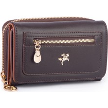  Nas Bag Kadın  Orta Boy Kağıt Demir Para ve Kartlıklı Fonksiyonel Cüzdan Kahve Taba Dona