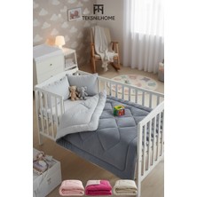 Özgürce Yumuşak Pamuklu Welsoft Bebek Yorganı 95X145 cm Gri, Çift Taraflı, Rahat Kullanım