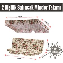 VIP Home Concept 2 Kişilik Salıncak Minder Seti İngiliz Gülü 130 x 45 cm Kaliteli Tente ile