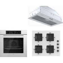 Ferre Flowart (QBL62CB SS206 D051 ) Beyaz Ankastre Set